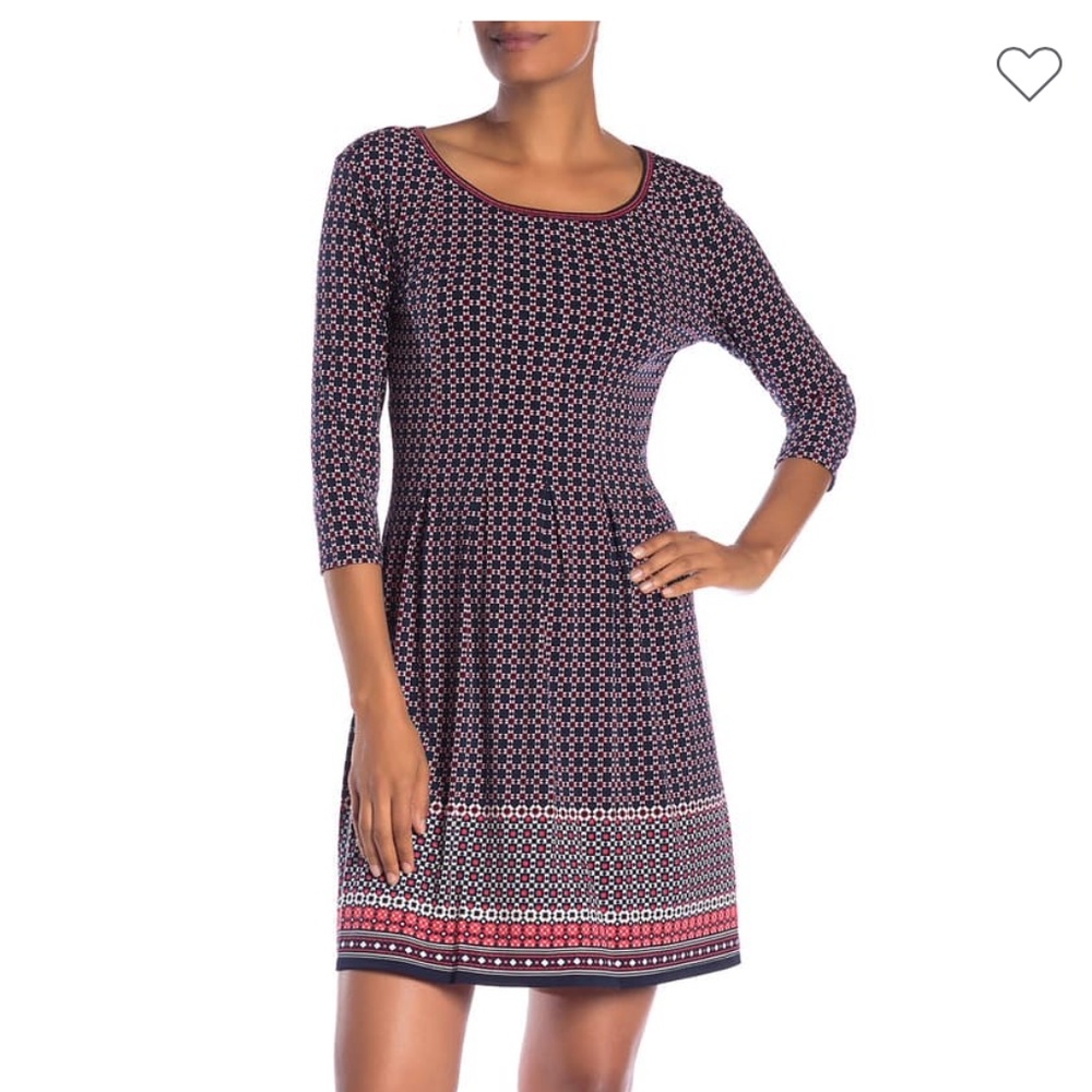 Max Studio 3/4 Sleeve Fit and Flare Dress